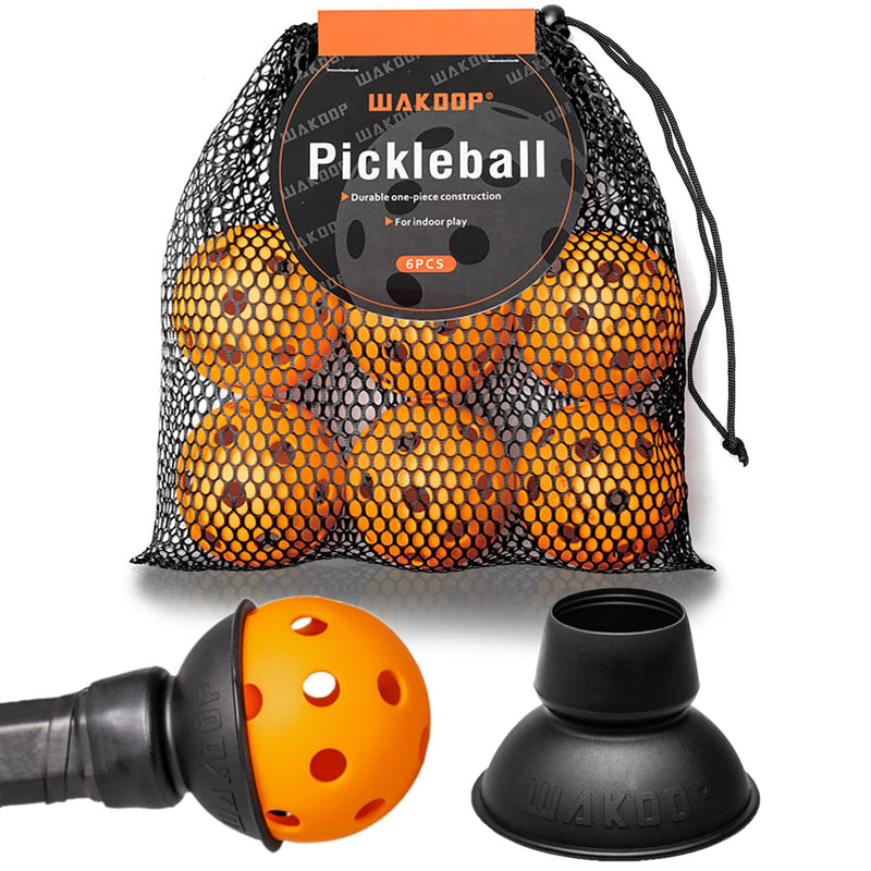 Pickleball Ball Retriever 2 Pack, Black+ Pickleball Balls Set, 26 Holes, Orange, 6 Pack - BeesActive Australia