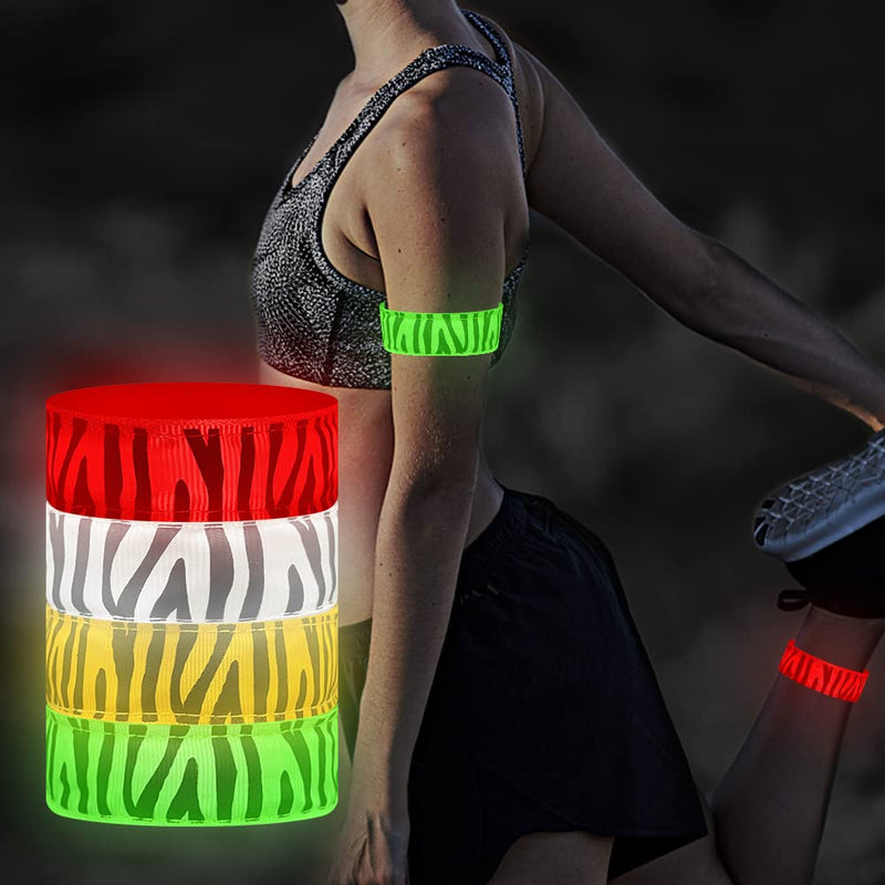 LED Armbands, LED Wristband Glow, Replaceable Battery - Party Glow Bands Toys, Sports Safety Reflective Running Gear in Dark Night for Outdoor Sports, Walking, Cycling, Camping, Jogging (4 pcs) - BeesActive Australia