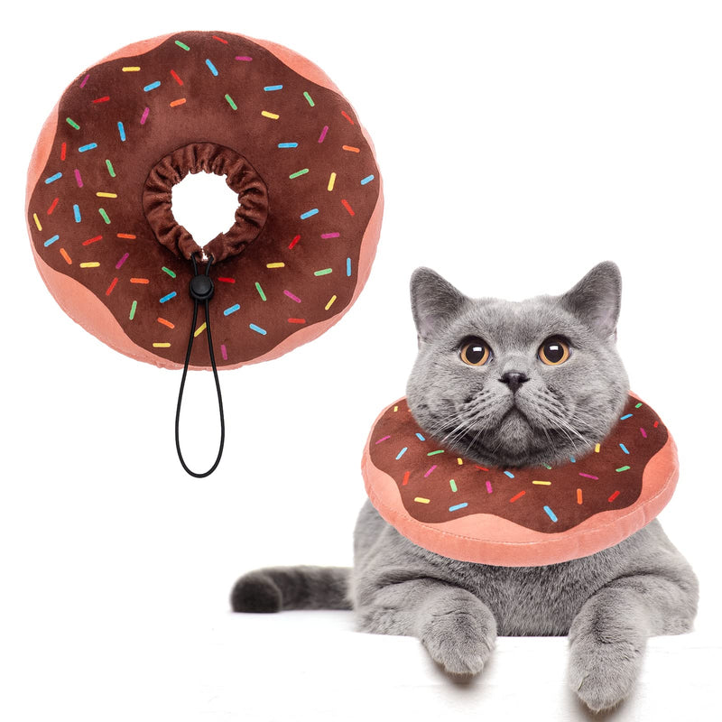 Cat Recovery Collar Cute Donut Cat Cone Collar Soft for Kitten and Cats After Surgery, Soft Adjustable Protective Pet E Collar Neck Cone Fit for Boy Girl Kitties Puppies Small Dogs Medium(Neck Girth 6.7"-11") - BeesActive Australia