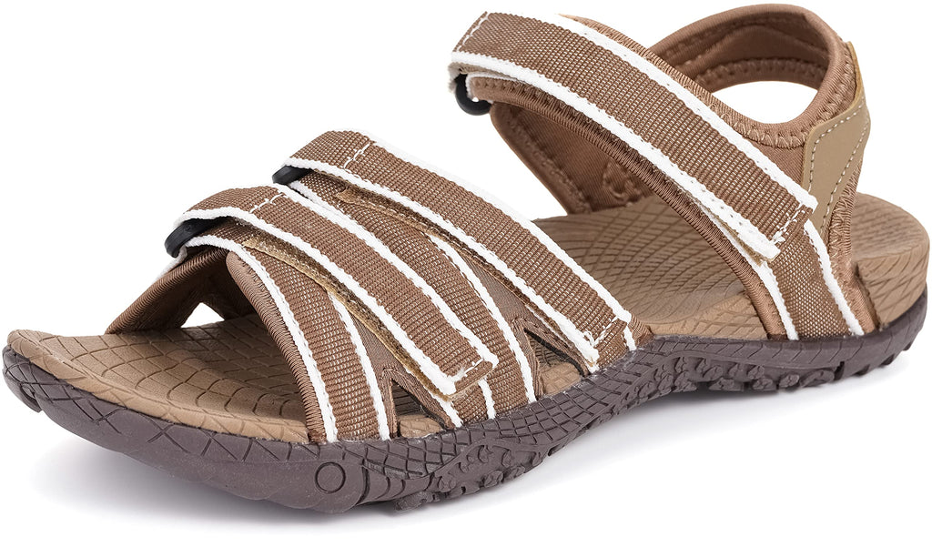 WHITIN Women's Outdoor Athletic Sandal with Adjustable Hooks - Secure Fit 9 Brown White - BeesActive Australia