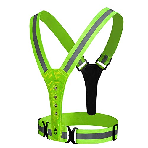 NENEX Reflective Running Gear Vest - Led Usb Rechargeable - Mens Or Womens Safety Vest- Adjustable Outdoors Vest - Night Time High Visibility - Walking Running Biking Or Cycling Vest, Green, One Size - BeesActive Australia