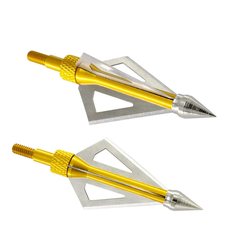 Geordn Hunting Broadheads 6/12PK 3 Fixed-Blades Archery Broadheads 100/125 Grains Screw-in Arrow Heads Arrow Tips Compatible with Traditional Bows and Compound Bow 100 Grains -6PK Gold - BeesActive Australia