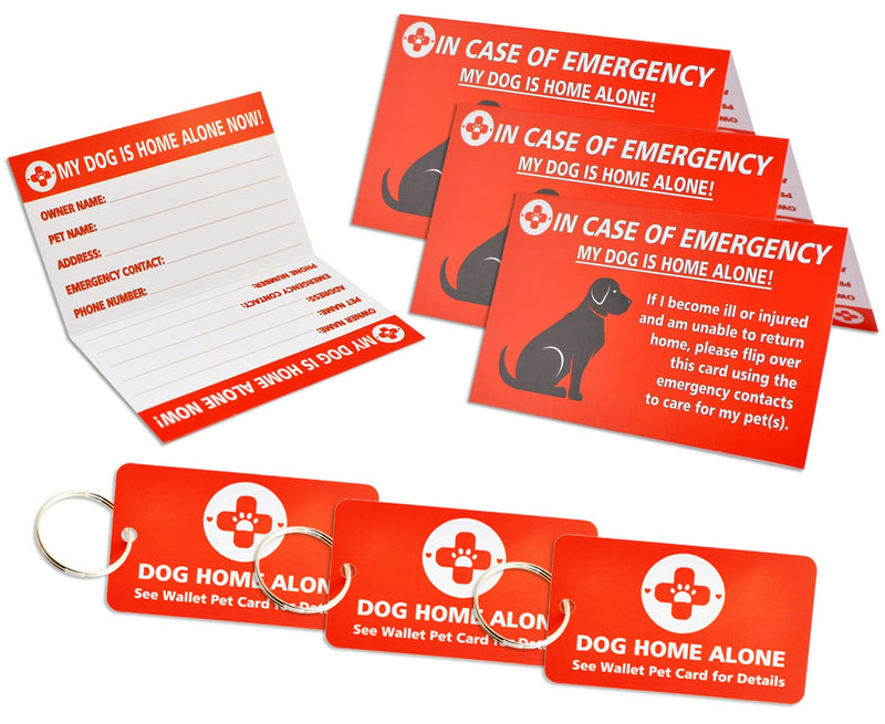 CloceanBrand My Dogs are Home Alone Alert Key Tag Keychain Emergency Contact Wallet Card Folded - 2 Writable Back Sides (Dog Emergency Wallet Card & Tag)… Dog Emergency Wallet Card & Tag - BeesActive Australia