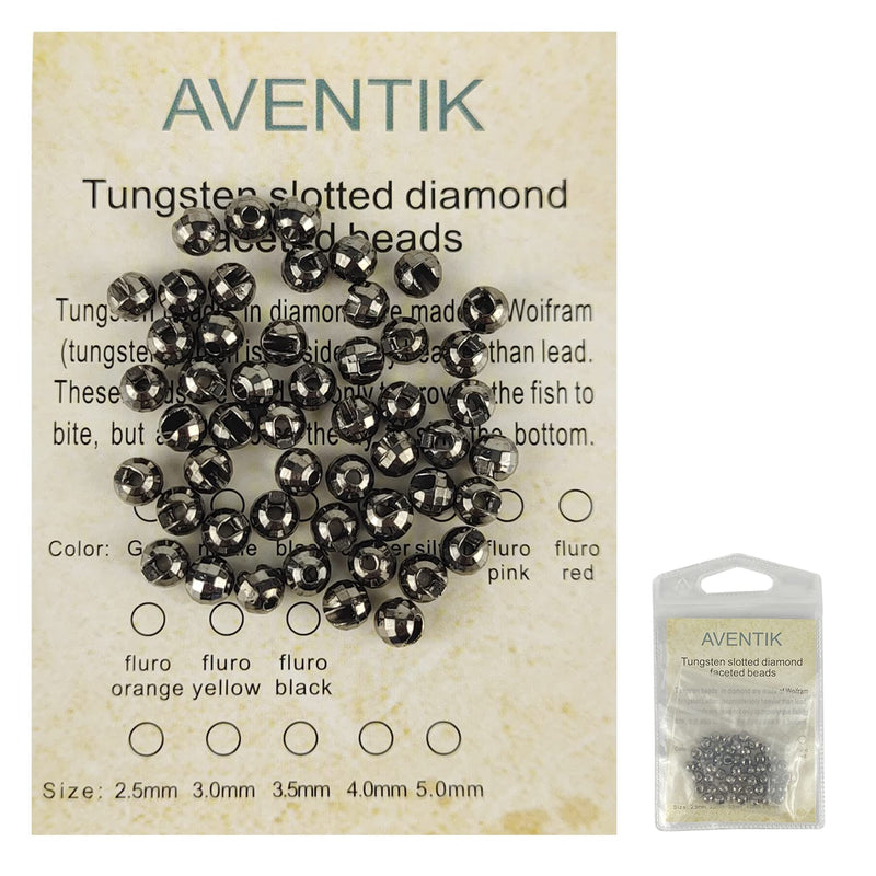 Eupheng Tungsten Beads Diamond Faceted Slotted Fly Tying Materials Black Nickle 3/32''(2.5mm) - BeesActive Australia