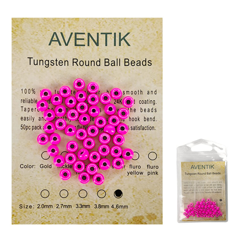 Eupheng 50pc Fly Tying Tungsten Beads Round Ball Beads Fly Tying Materials 7 Colors / 4 Sizes Fly Fishing Nymph Streamer Fluor pink 7/64"(2.7 mm) - BeesActive Australia