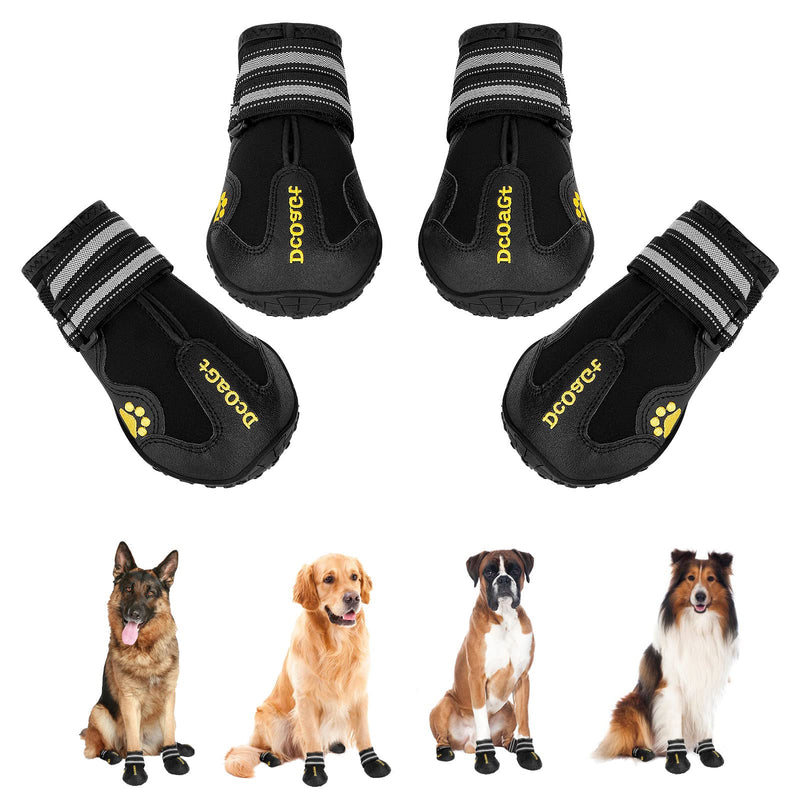Dog Shoes for Large Dogs, Dog Boots & Paw Protectors for Hot Pavement Winter Snow, Anti-Slip Booties for Hiking Walking, Waterproof Breathable and Reflective Dog Booties for Large Size Dogs 4PCS Black Size 6 (Width 2.37-2.67 inch)Black - BeesActive Australia