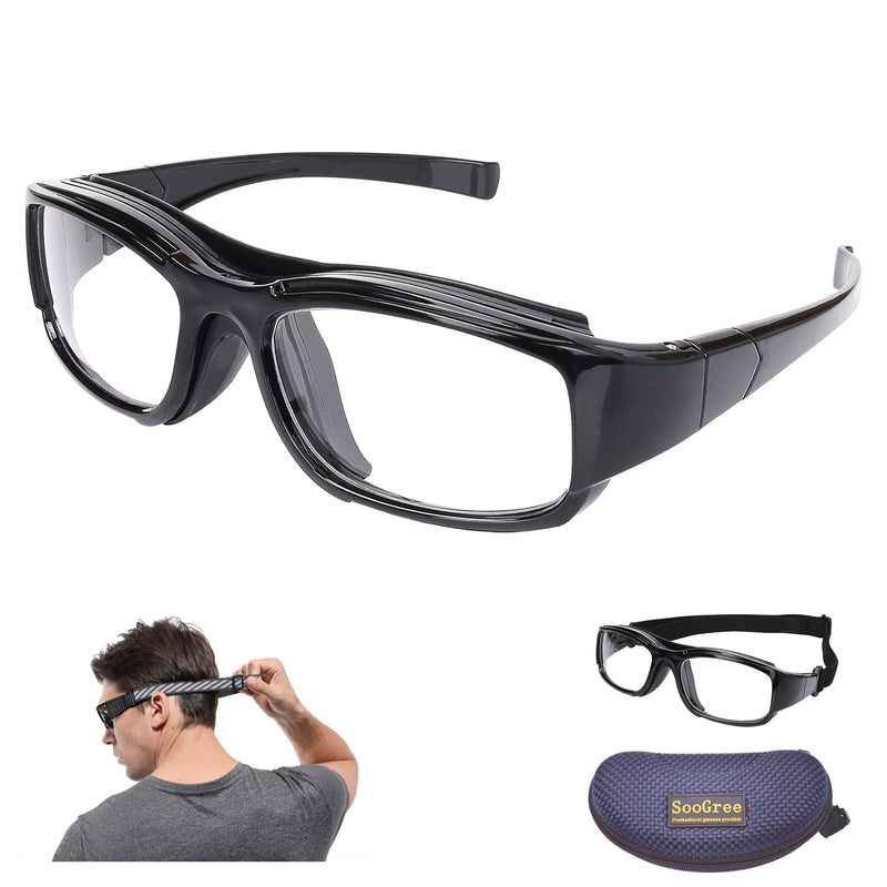 SooGree Sport Goggles Glasses Squash & Racquetball Goggles Basketball Glasses Adjustable Strap Resistant Impact Black - BeesActive Australia