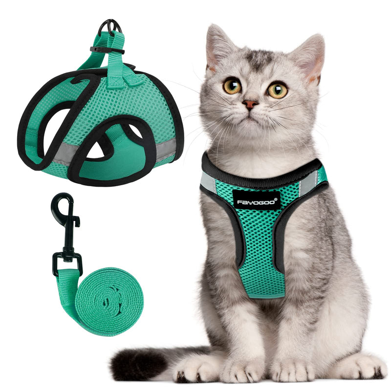 Cat Harness and Leash Set for Walking Escape Proof, Kitten Harness and Leash Adjustable, Small Large Cat Walking Harness and Leash, Lightweight Soft Vest Harness and Leash Green M ( Chest 12-14'') - BeesActive Australia