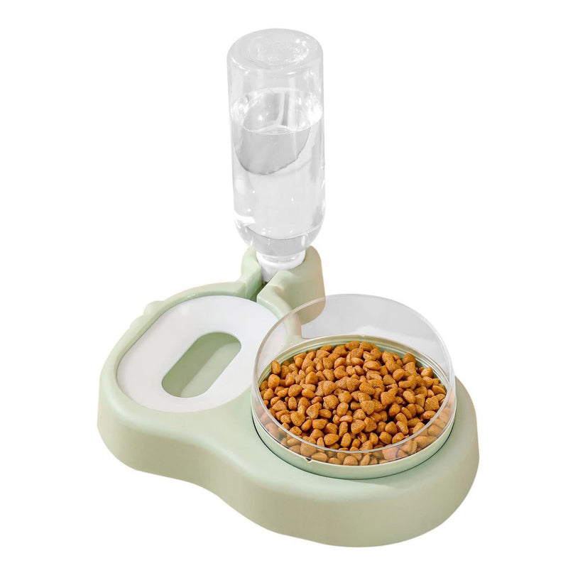 Double Dog Cat Bowls Water and Food Bowl Set, 15° Tilted Raised Cat Bowls with Automatic Water Dispenser Bottle and Detachable Cat Dish, Pet Feeder for Small or Medium Size Dogs Cats Puppy Kitten Rabbit 2 in 1 Bowls Green - BeesActive Australia