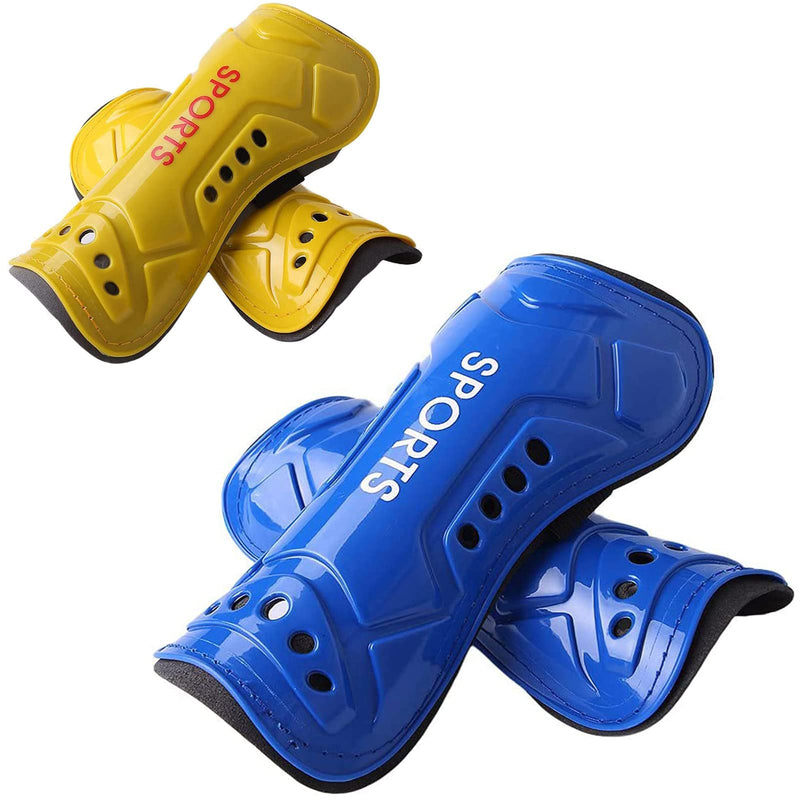 YICYC Soccer Shin Guards Kids Youth, Shin Pads and Shin Guard Sleeves for 3-15 Years Old Boys and Girls for Football Games Training, EVA Cushion Protection Reduce Shocks and Injurie Blue + Yellow Large - BeesActive Australia