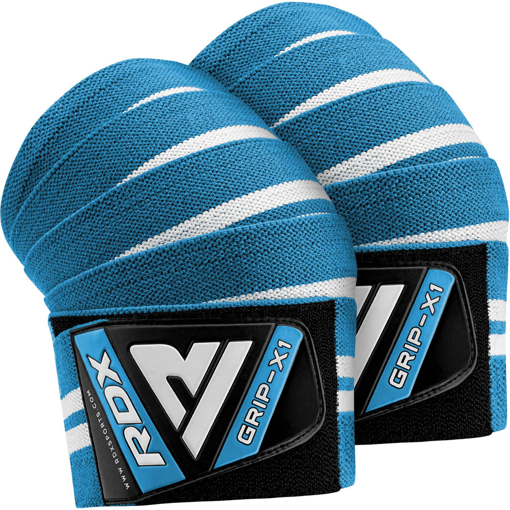 RDX Knee Wraps Pair Weightlifting, IPL USPA Approved, 78” Elasticated Straps for Gym Workout Fitness Squats Powerlifting, Compression Support, Men Women WOD Training, Squatting Leg Press Bodybuilding Sky Blue - BeesActive Australia