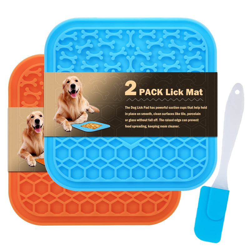 Lick Mat for Dogs Slow Feeder Licking Mat Anxiety Relief Lick Pad with Suction Cups for Peanut Butter Food Treats Yogurt, Pets Bathing Grooming Training Calming Mat 2 Pieces - BeesActive Australia