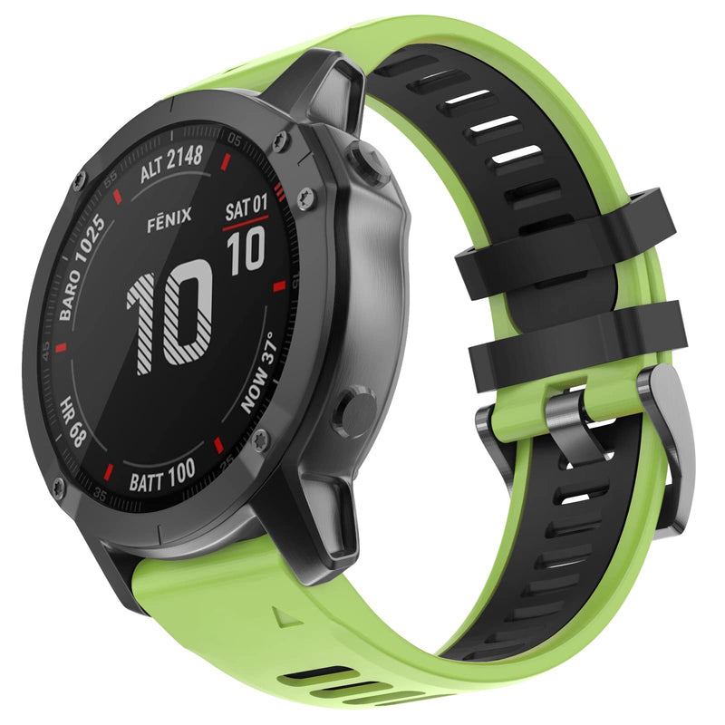 OVERSTEP Compatible with Fenix 6X Watch Band 26mm QuickFit Silicone Strap for Garmin Fenix 7X/Fenix 6X Pro/Fenix 5X/Fenix 5X Plus/Descent Mk2, Mk2i Smartwatch(Green-Black) Green-Black - BeesActive Australia