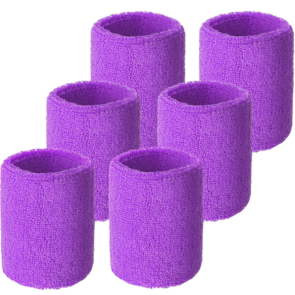 6 Pieces Wrist Sweatbands Sports Wristbands for Football Basketball, Running Athletic Sports Light Purple - BeesActive Australia