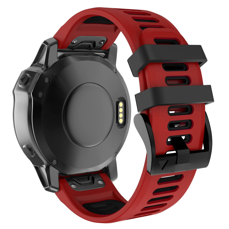 OVERSTEP Compatible with Fenix 6 Watch Band for Garmin Fenix 6 Pro/Fenix 5/Fenix 5 Plus/Fenix 7/Forerunner 935/Forerunner 945/Approach S60/Quatix 5 Smartwatch(Red-Black) Red-Black - BeesActive Australia