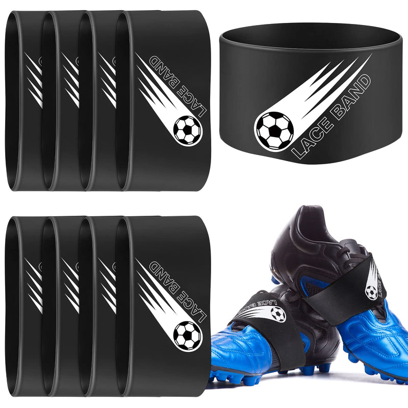 Youth Lace Bands Soccer Cleat Lace Protector Cleat Covers Elastic Shoe Laces Rubber Shoe Covers Soccer Equipment Accessories for Soccer Sports Cleats Occasion Black 10 - BeesActive Australia