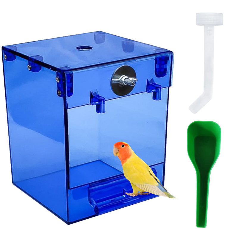 kathson Acrylic Bird Bath Box,Parrot Blue No-Leakage Bathtub for Cage Hanging Tube Shower Box Cage Accessory with Water Injector Birds Feeding Spoon for Small Pet Canary Lovebirds Budgies(3 Pcs) - BeesActive Australia