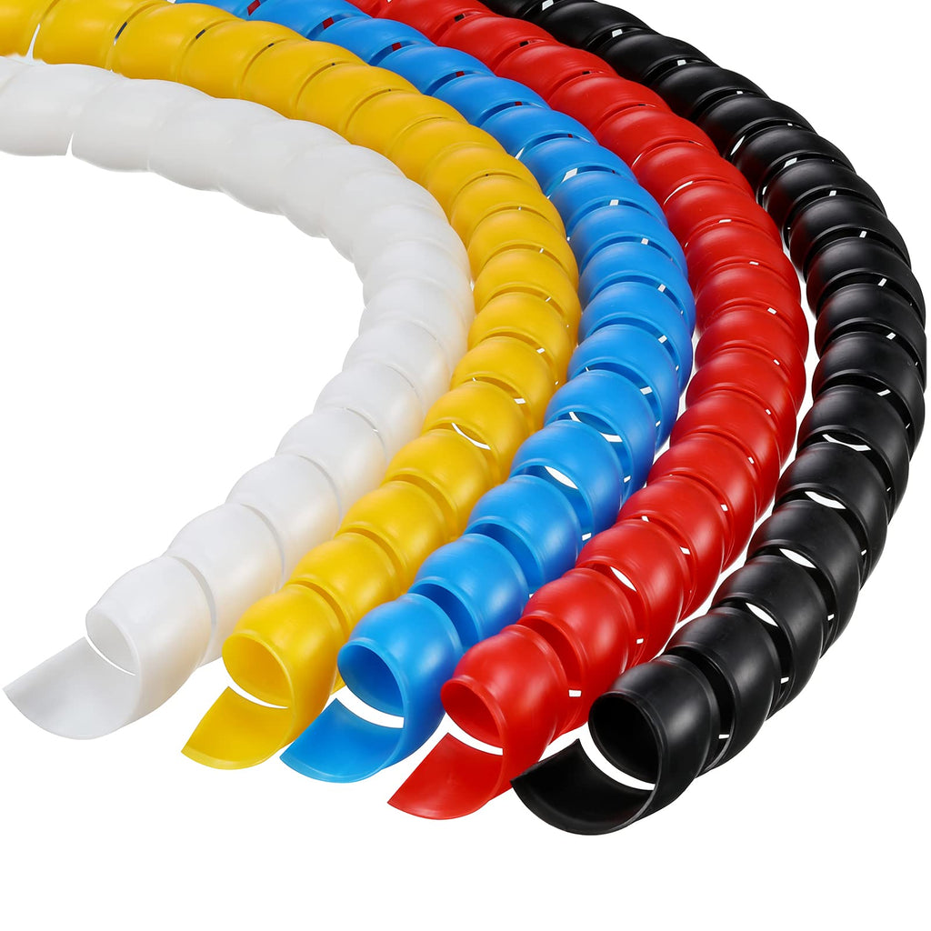 49 ft - 10 mm Dog and Cat Cord Protector Spiral Cable Wire Protector Sleeve Covers 5 Pcs/ Pack for Cord Protects Your Pets from Chewing Through Insulated Cables 49.2 Ft Black, Red, Yellow, Blue, White - BeesActive Australia