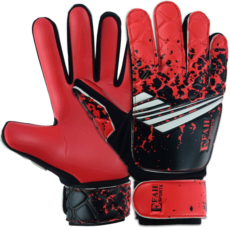 EFAH SPORTS Soccer Goalkeeper Gloves for Kids Boys Children Youth Football Goalie Gloves with Strong Grips Size 3 suitable for 5 to 6 year old Red - BeesActive Australia