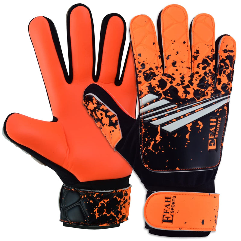 EFAH SPORTS Soccer Goalkeeper Gloves for Kids Boys Children Youth Football Goalie Gloves with Strong Grips Size 4 suitable for 6 to 9 years old Orange - BeesActive Australia