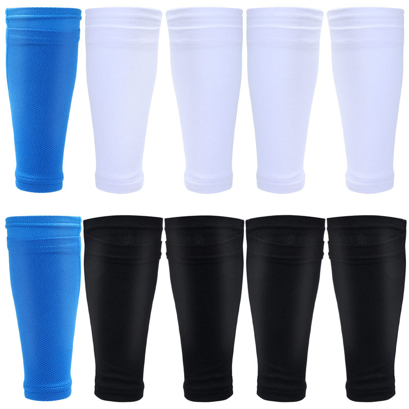 5 Pairs Soccer Shin Guards Sleeves Flexible L Soccer Shin Guard Sleeves Polyester Soccer Shin Guard Sleeve with Pocket for Youth Adult Soccer Sport Shin Pads Holder for Kicking Ball(3 Colors) - BeesActive Australia