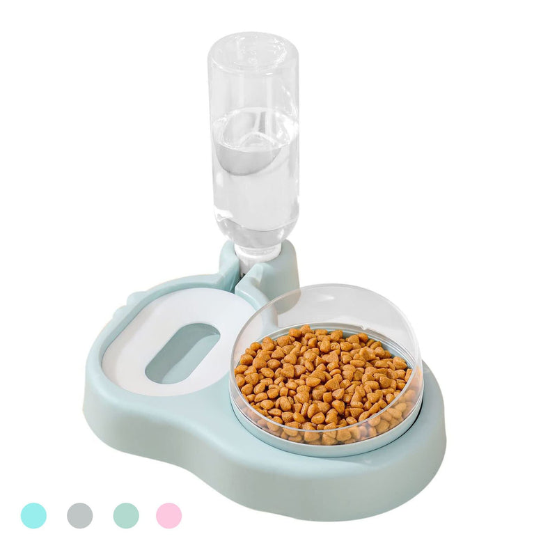 Raised Cat Bowls, 15° Tilted Puppy Cat Food and Water Bowl Set with Automatic Water Dispenser Bottle Cat Dish for Cat Small Medium Dogs Blue - BeesActive Australia