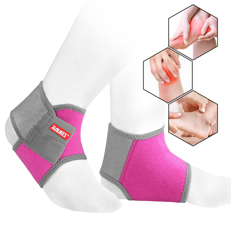 Kids Ankle Brace Supports Breathable Neoprene Ankle Stabilizer Adjustable Child Ankle Protector Wraps Sports Dance Foot Support Arch Supports for Sports Protection Ankle Sprain Joint Pain 2PCS Hot Pink Small - BeesActive Australia
