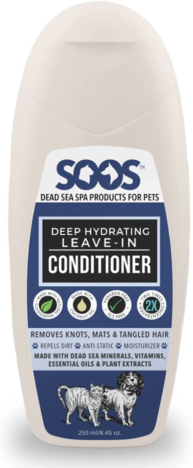 Soos Pet Dog Conditioner for Cats and Pets Deep Hydrating Leave-in Natural Dead Sea Minerals Skin Moisturizer Polish Deeply Absorbing with Vitamins Natural Ingredients - 1x Pet Conditioner (250ml) - BeesActive Australia