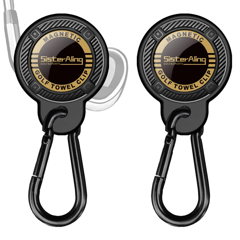 SisterAling Magnetic Clip for Golf Towel,Removable Industrial Magnetic Accessories Design for Strong Hold to Golf Carts or Clubs (Black, 2) Black - BeesActive Australia