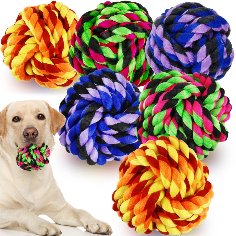 XL Dog Chew Toys for Aggressive Chewers, 6 Pack Almost Indestructible Dog Balls for Large Dogs, Heavy Duty Dental Cotton Dog Rope Toy for Medium Dogs, Puppy Teething Chew Toys, Interactive Dog Toys - BeesActive Australia