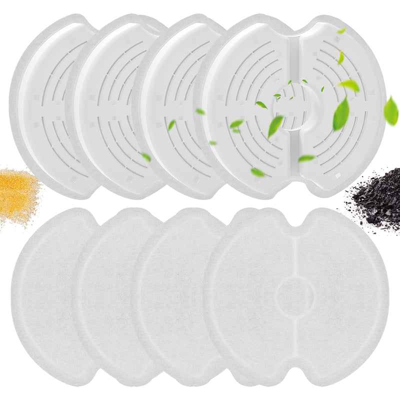 Cat Water Fountain Filters for 84oz/2.5L Stainless Steel Pet Fountain and 67oz/2.0L Plastic Cat Drinking Fountain, Pet Replacement Filters Set 8 Filters - BeesActive Australia