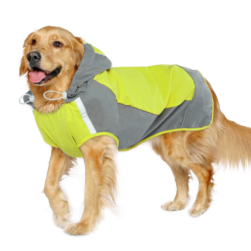 IECOii Dog Raincoat, Adjustable Dog Rain Jacket with Reflective Stripes, Dog Rain Coat with Hood, Waterproof Lightweight Dog Coat, Dog Raincoat with Magic Sticker, Pet Raincoat for Medium Large Dogs 2X-Large Green - BeesActive Australia