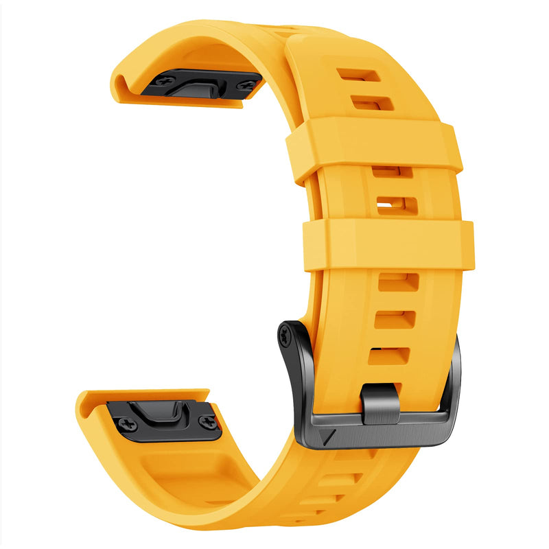 ANCOOL Compatible with Garmin Fenix 7X Band, 26mm Easy-fit Soft Silicone Watch Band Replacement for Fenix 5X/Fenix 6X/Fenix 5X Plus/Fenix 6X Pro Smartwatch Yellow - BeesActive Australia