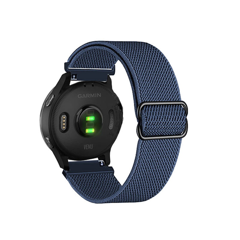 WIGERLON Compatible with Garmin Venu 2 plus/Venu Sq/Vivoactive 3 watch band,Stretchy Nylon Replacement Strap bands fits most 20mm Watch Lugs Compatible for Vivoactive 3 Music/Forerunner 245 Music,Forerunner 645/645 Music Blue - BeesActive Australia
