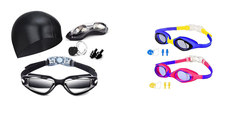 Swim Goggles Swimming & Kids Swim Goggles ,Goggles No Leaking with Nose Clip, Earplugs and Case - BeesActive Australia