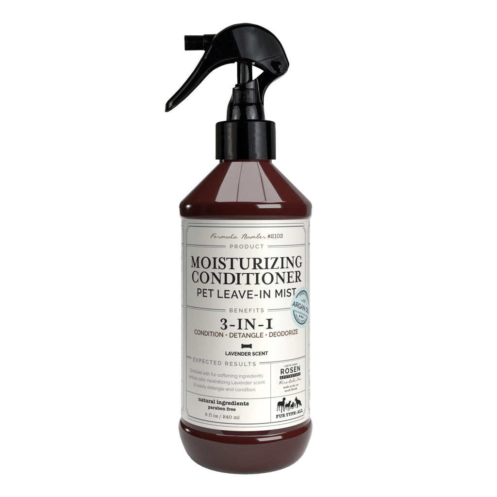 Rosen Apothecary 3-in-1 Pet Moisturizing Conditioner Leave-in Mist for Dogs, 240ml/8 fl oz, Detangle and Deodorize Your Pet, Soothing Aloe, Lavender, for All Types of Fur - BeesActive Australia