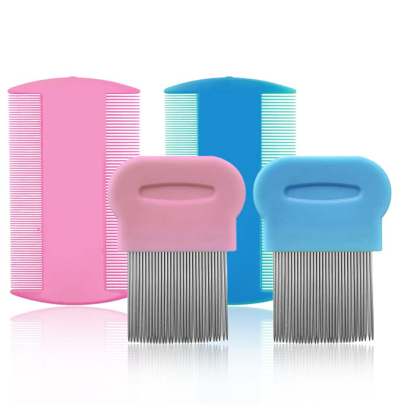 SKYPIA 4 Packs Pet Lice Combs Set for Dog Cat Puppy Tear Marks Pet Hair Remover Flea Tick Lice Dandruff Remover Dog Grooming Supplies - BeesActive Australia