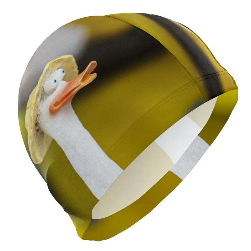 Dallonan Swimming Cap Lovely Animal Summer Unisex Adult Swim Cap Polyester Look Funny Goose - BeesActive Australia