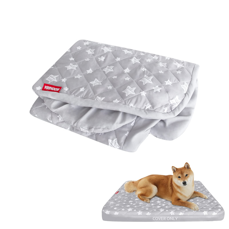 Moonsea Dog Bed Covers Replacement Washable Easy to Clean Cover Only, Waterproof Dog Bed Cover Dog Pillow Cover Quilted, Pet Bed Cover Lovely Grey Star Print, Puppy Bed Cover, for Dog/Cat L（27"x 36"） - BeesActive Australia