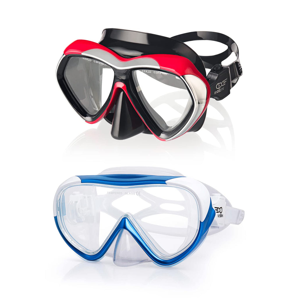 EXP VISION 2pcs Adult Kids Snorkel Mask, Diving Mask and 2 Window Tempered Glass Scuba Swim Mask Snorkeling Gear for Men Women Youth - BeesActive Australia