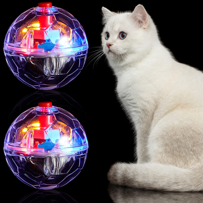 2 Pieces Cat Ball Ghost Hunting Light up Cat Balls Toys Motion LED Motion Activated Flash Cat Ball Light up Dog Interactive Toys Pet Glowing Mini Running Exercise Ball Toys for Animals Activity - BeesActive Australia