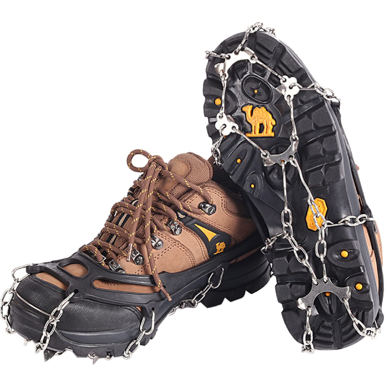 Azarxis Crampons Ice Traction Cleats, Ice Snow Grips for Boots and Shoes, Anti Slip 19 24 Stainless Steel Spikes, Safe Protect for Women Men Walking, Jogging, Climbing or Hiking Black - 8 Spikes Large - BeesActive Australia