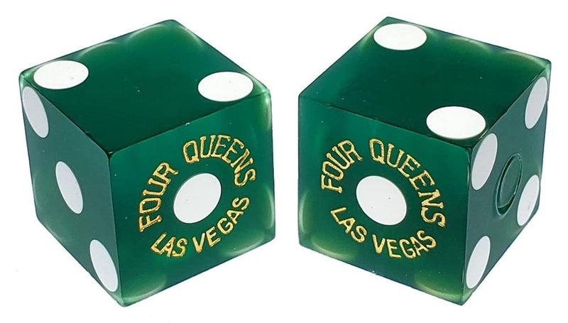 Four Queens Las Vegas Casino Table-Played 19mm Matching Serial Numbers Craps Dice Green Frosted with Pouch -- Set of 2 Dice (Dice Pair) Set of 2 Dice (Dice Pair) - BeesActive Australia