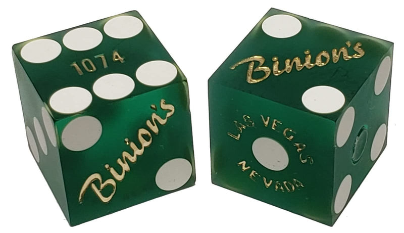 Binion's Las Vegas Casino Table-Played 19mm Matching Serial Numbers Craps Dice Green Frosted with Pouch -- Set of 2 Dice (Dice Pair) Set of 2 Dice (Dice Pair) - BeesActive Australia