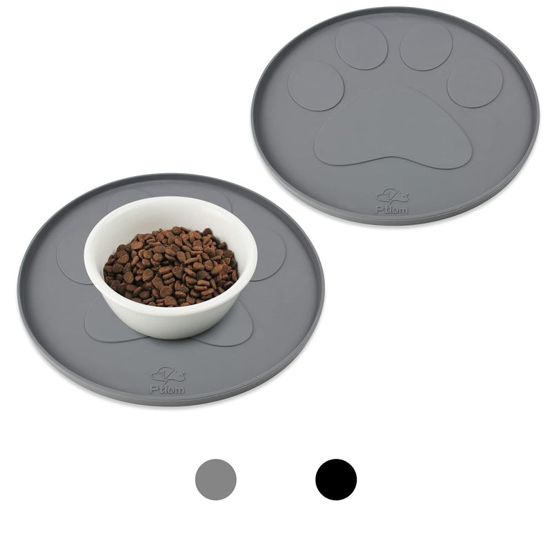 Ptlom Pet Placemat for Dog and Cat, Mat for Prevent Food and Water Overflow, Suitable for Small, Medium and Big Pet, Silicone Single Paw Grey - BeesActive Australia