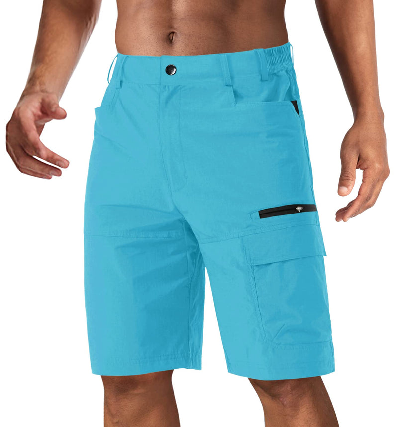 CRYSULLY Men's Cargo Quick Dry Shorts Outdoor Summer Casual Loose Fit Shorts 40 Ice Blue - BeesActive Australia