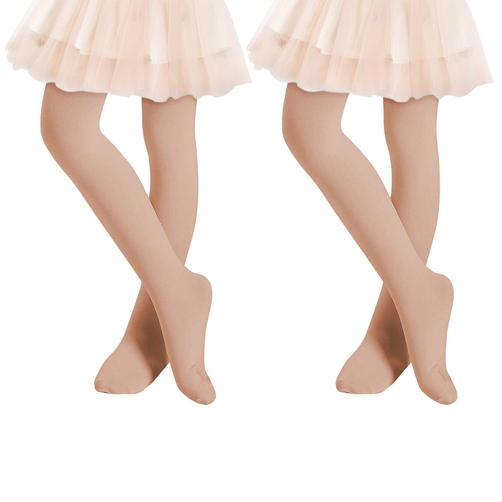 Zando Girls Ballet Tights for Toddler Girls Footed Dance Stockings for Kids Elastic School Uniform Tights for Girls 9-14 Years Nude & Nude - BeesActive Australia