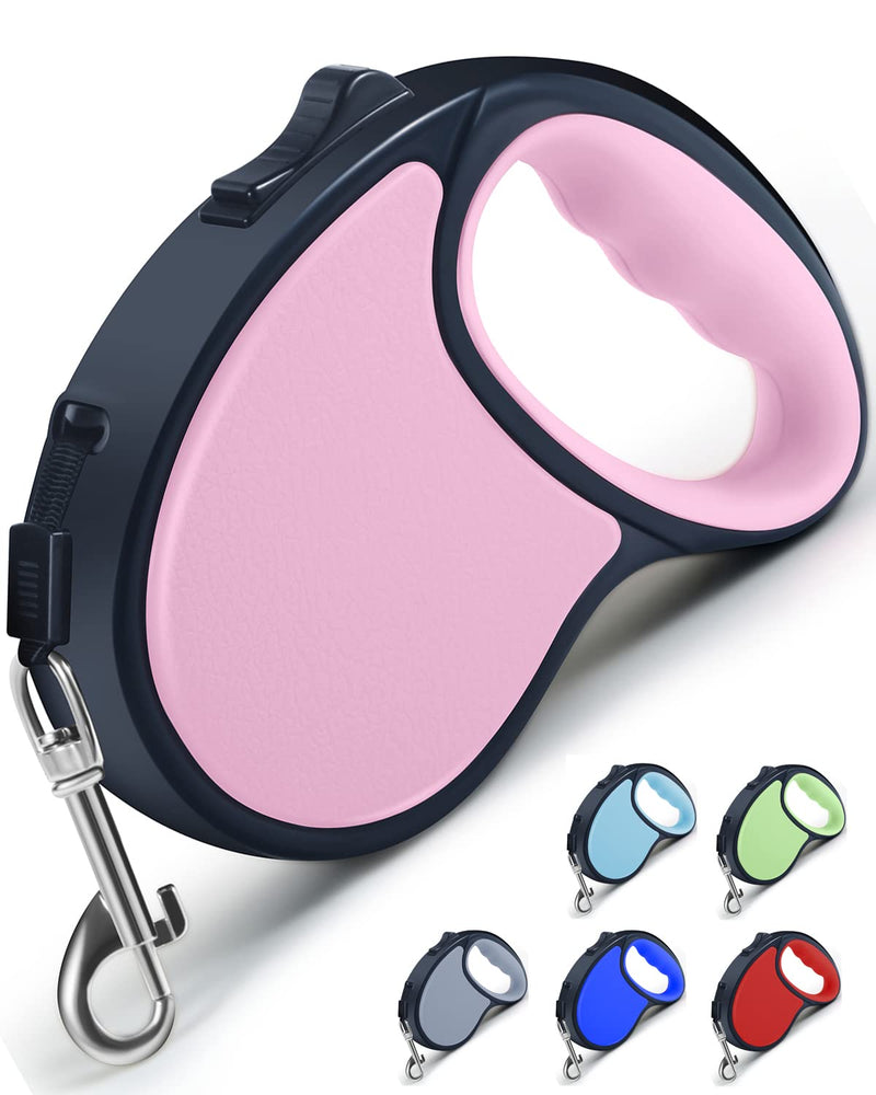 Slognny Retractable Dog Leash,[Strong Nylon Tape][One-Handed One Button Lock] for Medium Small Dog or Cat,16ft Pet Walking Leash with 360°Tangle-Free Design,Anti-Slip Handle,Gift Package pink - BeesActive Australia