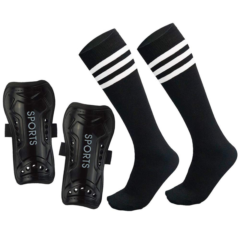 Soccer Shin Guards Pads with Socks Gear for Soccer 3,4,5 -16 Year Old and Up Little Girls Boys Kids Child Youth Toddler Teenagers S/ 3'3"-3'11" Tall Black/1 Pair Shin Gurads & Soccer Socks - BeesActive Australia