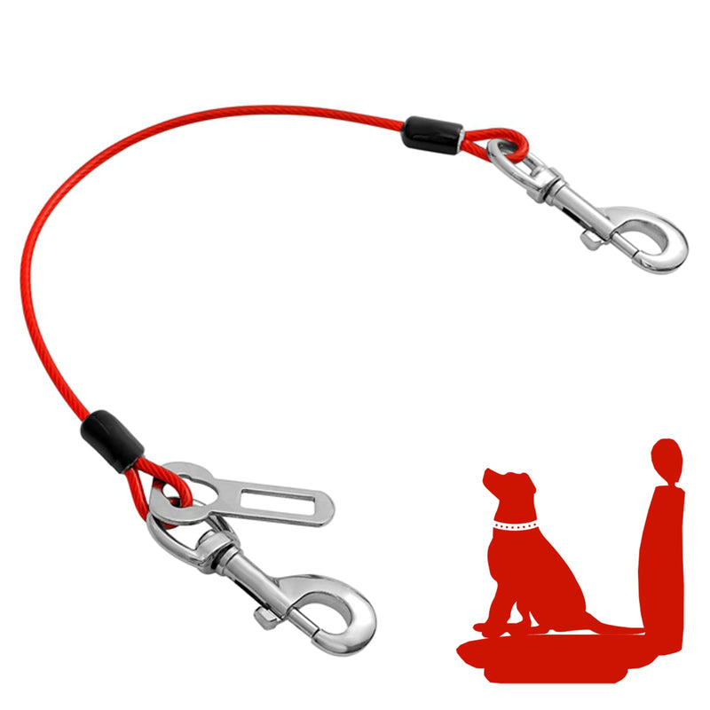 Mi Metty Dog Car Harnesses.Dog Car Seatbelt Made of Coated Wire Rope Safety Restraint No-Chew Tether Cable. Vehicle Harnesses with Double Clips and Latch Attachment. Heavy Duty Red 16 inch/40 CM - BeesActive Australia